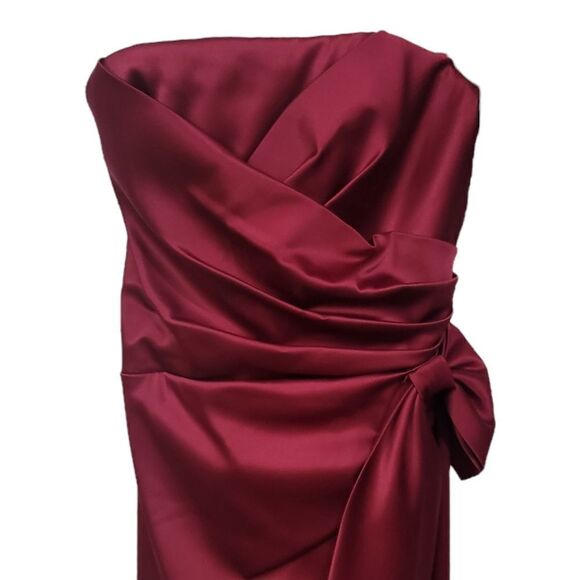 WHBM Maroon Strapless Cocktail Dress - Picture 3 of 4